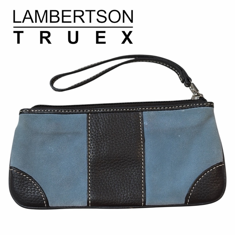 LAMBERTSON TRUEX Blue Suede Wristlet‎ - Picture 2 of 3